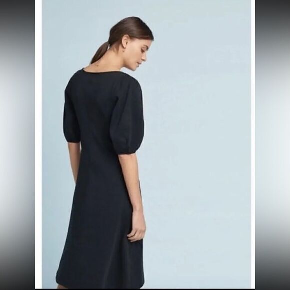 NWT Velvet By Graham & Spencer For Anthropologie Black Puff Sleeve Dress - Picture 2 of 12